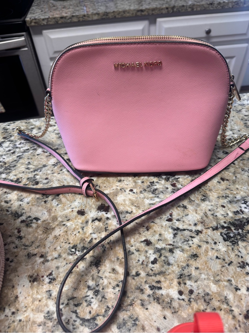 Michael Kors Pink Saffiano Crossbody with Gold Hardware